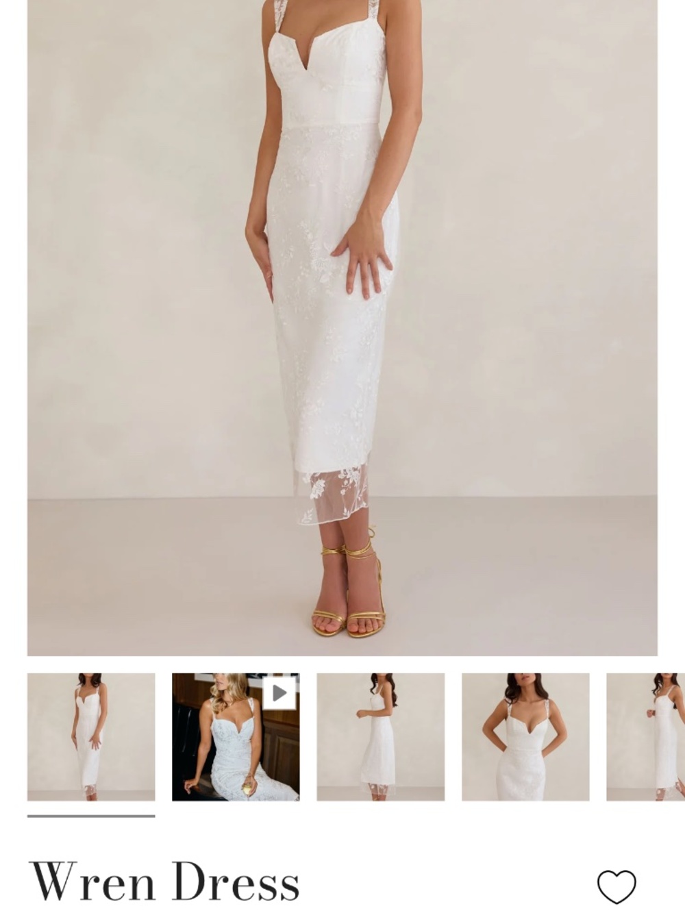 Lace embroidered white midi wedding dress XS Park & Fifth